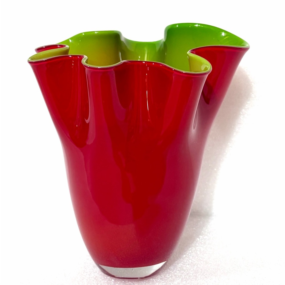Elegant Red and Green Glass Vase